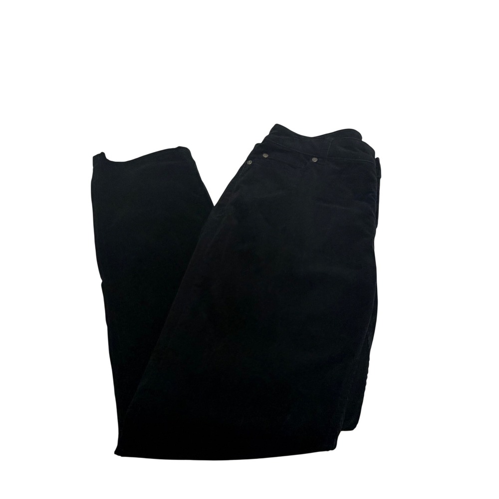 Charter Club Petite Black Corduroy Straight Leg Pants Womens 8P Stretch Cotton